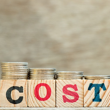 Cost written on wooden blocks